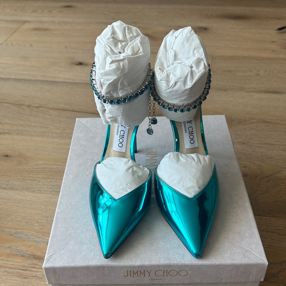 NIB Jimmy Choo Saeda Size 38 Malibu Mix